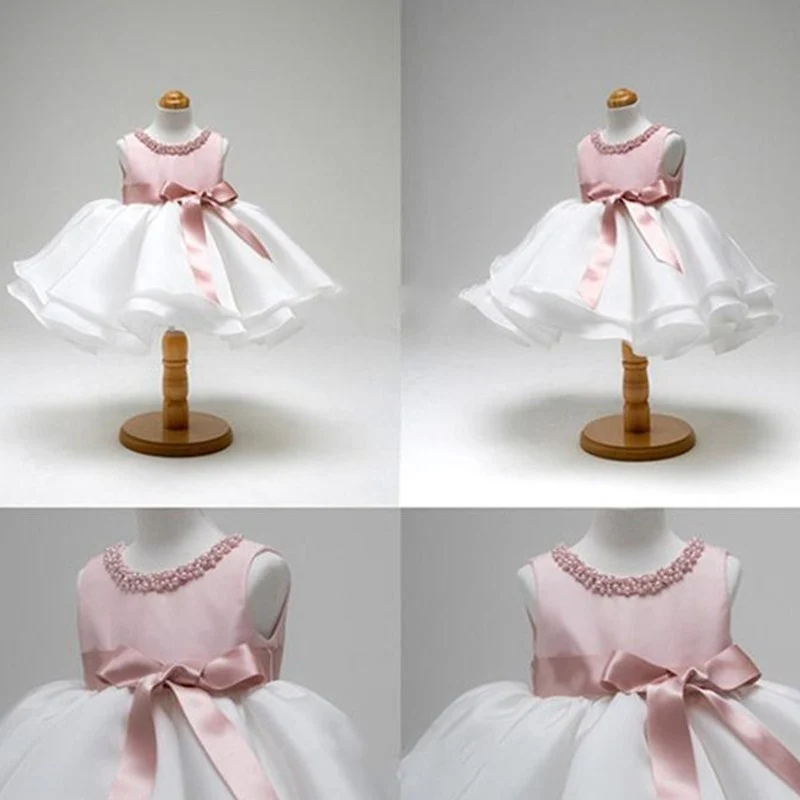 

Summer Little Princess Girl Dress for Toddler vestido infantil 1T First Birthday Pink Dress for Baby Girls Christening Gown Wear