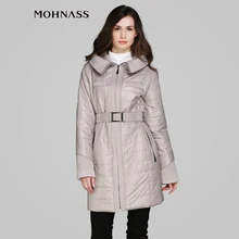 MOHNASS 2015 Spring New Fashion Women Thin Padded Long Coat Tops Elegant Slim Belt wedding woman