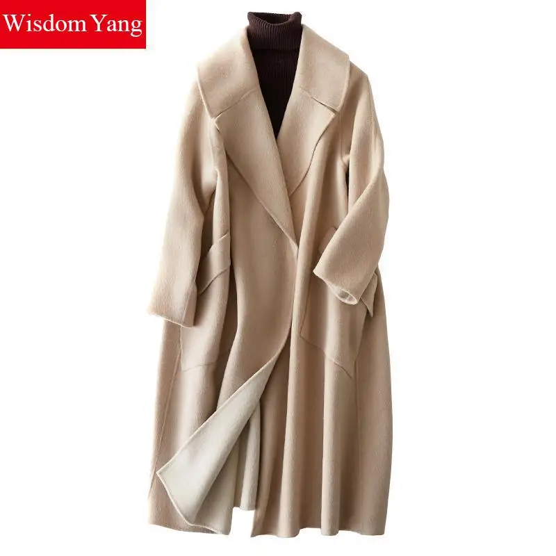Élégant Manteau Survêtement Moutons Chameau Coat Lady khaki brown Femme Coat camel Coat Coat Femmes D'hiver Xlong 2018 Laine Casual Manteaux Kaki Lâche Beige De SrqwzS