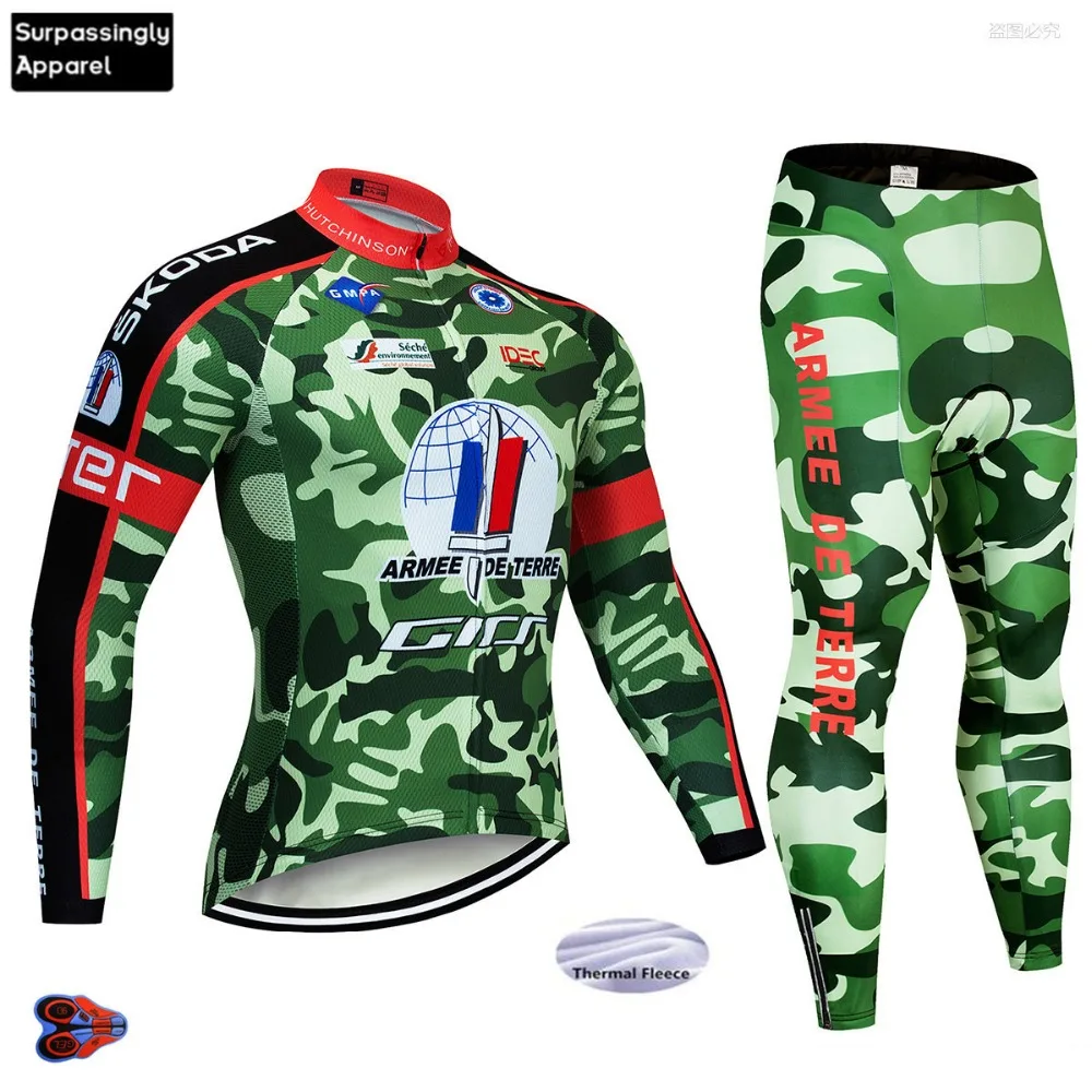

Cycling Jersey Kit Camouflage Wiinter 2019 Bike Set Ropa Mens Bicycling Jersey Bicycle Maillot Culotte Wear Suit 9D Gel