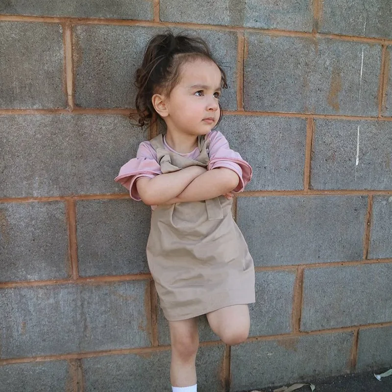 

Summer Casual Baby Girls Solid Print Backless Dress Cotton Kids Toddler Sleeveless Sundress