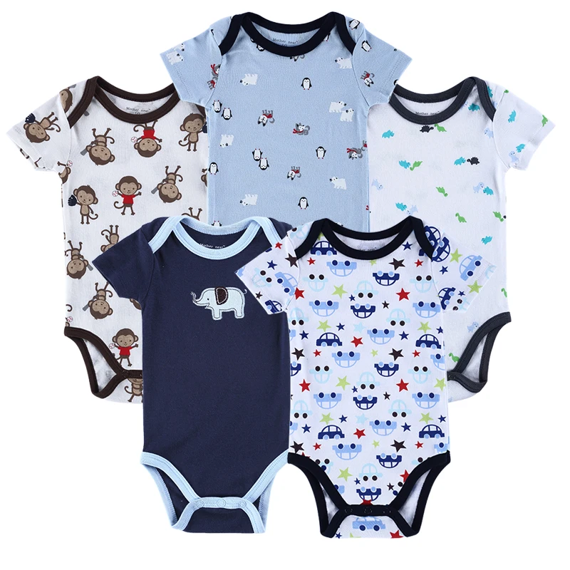 5 Pcslot Baby Bodysuits Summer Newborn Baby Bodysuits O-Neck Baby Clothing Set Next Cotton Baby Jumpsuits (12)