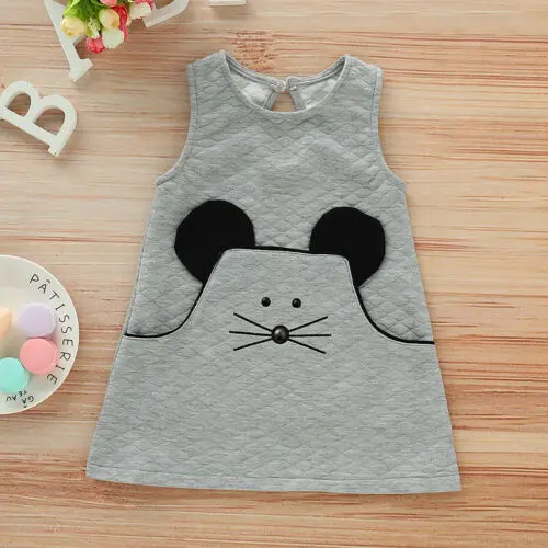 Платье с принтом мыши для новорожденных девочек; детский летний жилет с героями мультфильмов; вечерние платья