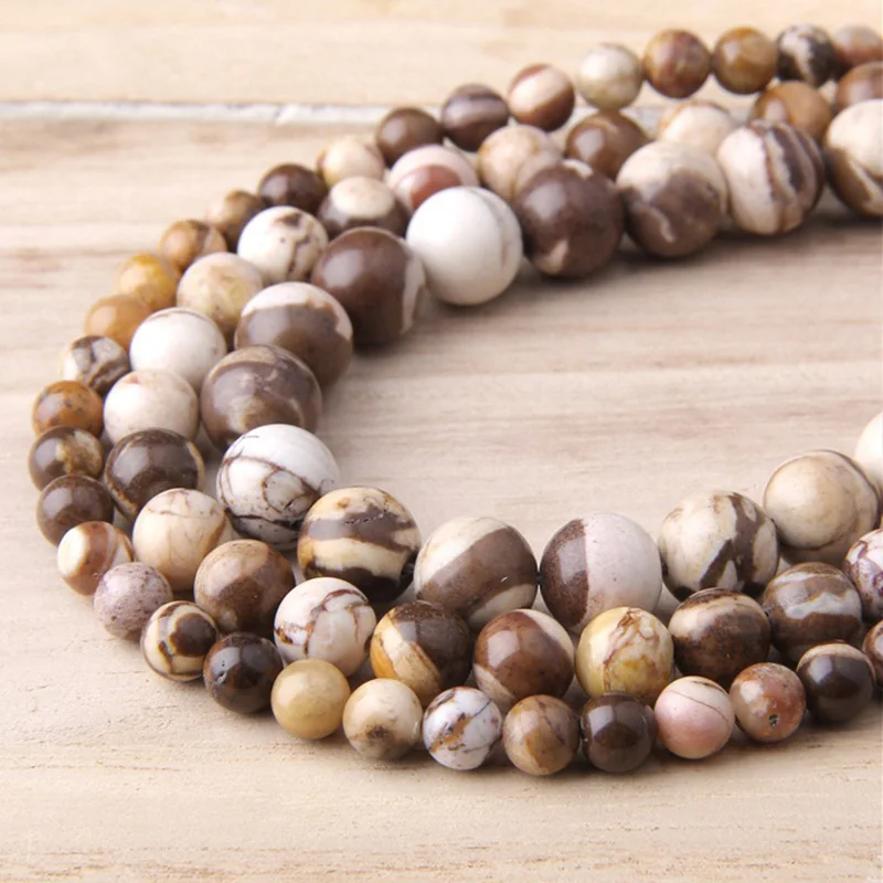 

6 mm 8 mm 10 mm 12 mm Natural Australian Zebra Stone Round Beads Matte Brown Loose Beads For DIY Making Jewelry Bracelets