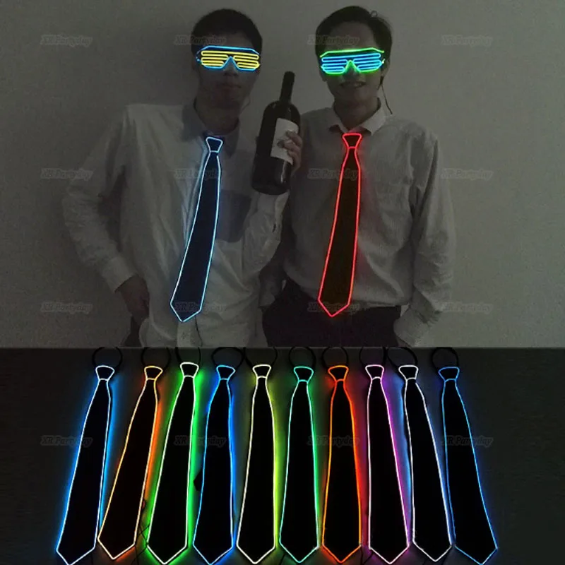 Новый галстук загорается светодиодный мигает светящиеся галстука светящиеся галстук для Для мужчин клуб Косплэй вечерние бар показать