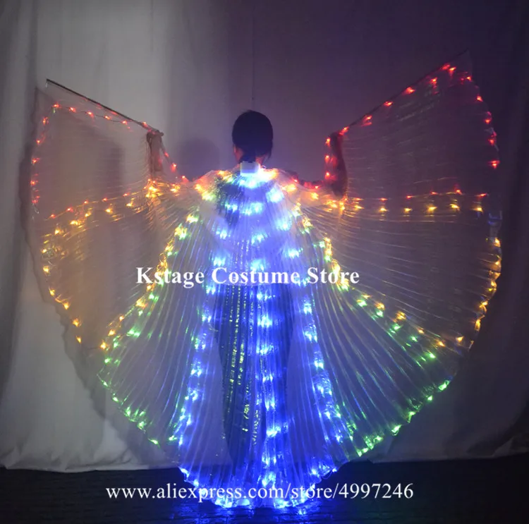 RE06 красочные светодиодные крылья bellydance светящийся плащ Вечерние наряды сценические костюмы со светодиодами диско представление шоу