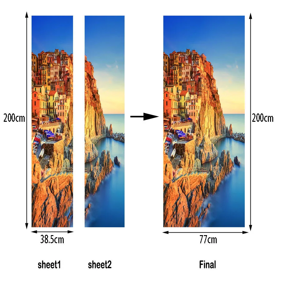 Италия Manarola декорации известный пейзаж, украшение для дома, детская комната надверный стикер двери украшение для детской комнаты для студенческого общежития