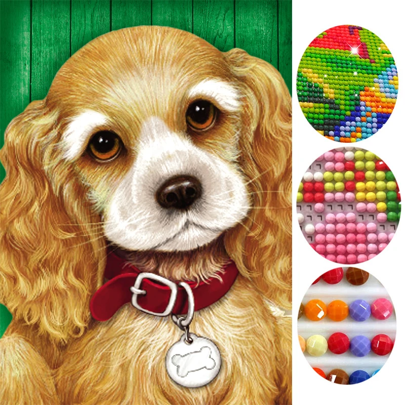 Diy 5D diamond painting Little yellow dog Round Diamond mosaic Painting