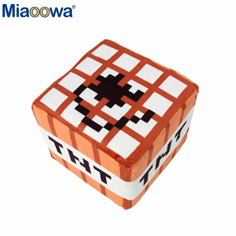 1pc 10*10cm Minecraft Plush Toys Cotton Stuffed TNT Key Chain Bomb For Kids gift cartoon plush collection wholesale