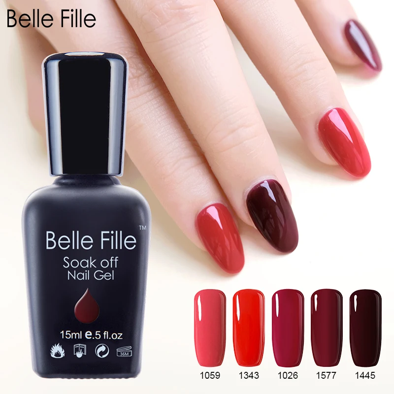 Гель лак для ногтей Belle Fille вечерние макияжа винно красный растворимый нужен