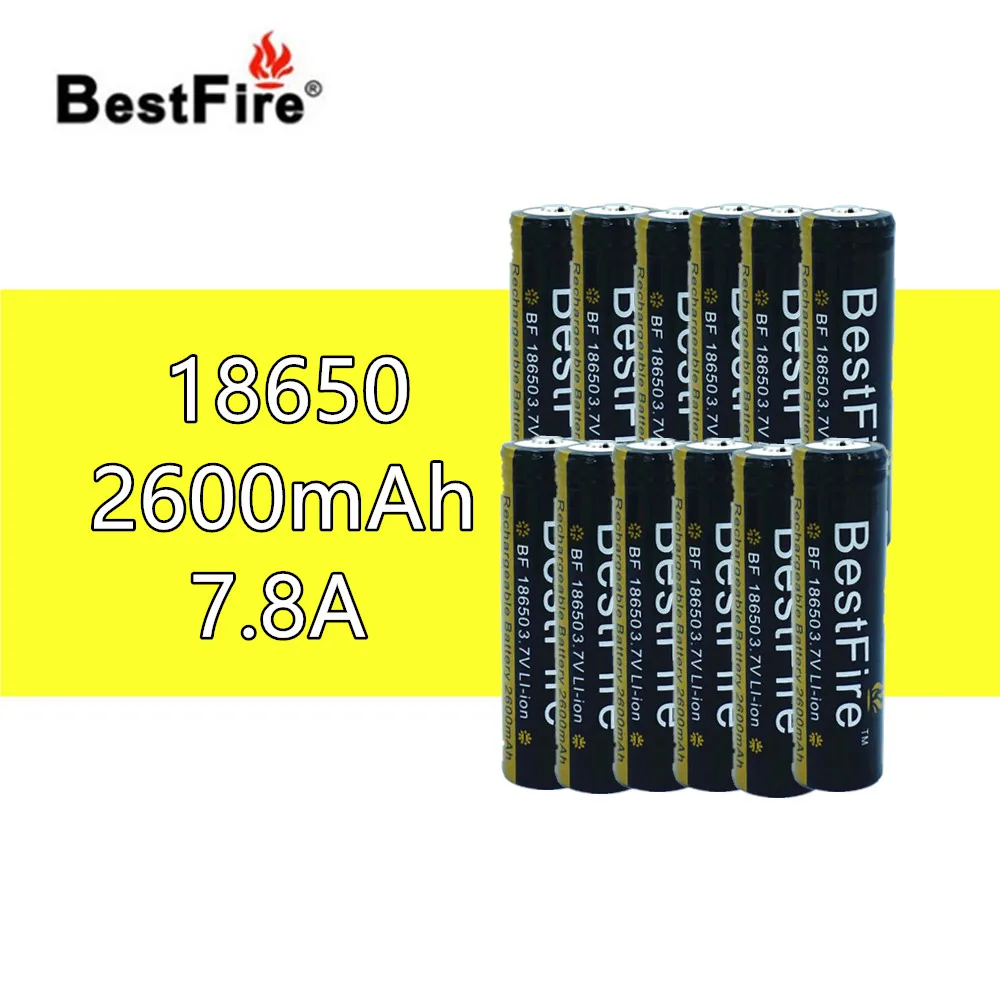 12 шт Bestfire фонарик Батарея 18650 2600 mAh 3 7 V Li Ion Перезаряжаемые Bateria для Torch Light