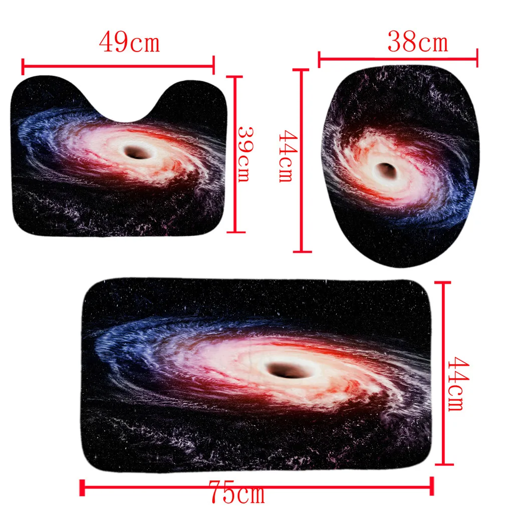 Набор для ванной комнаты, 4 шт., черное отверстие, нескользящая крышка для унитаза, полиэстер, набор ковриков для ванной, занавески для душа, домашний декор, rideau de douche, 6. MAY.2