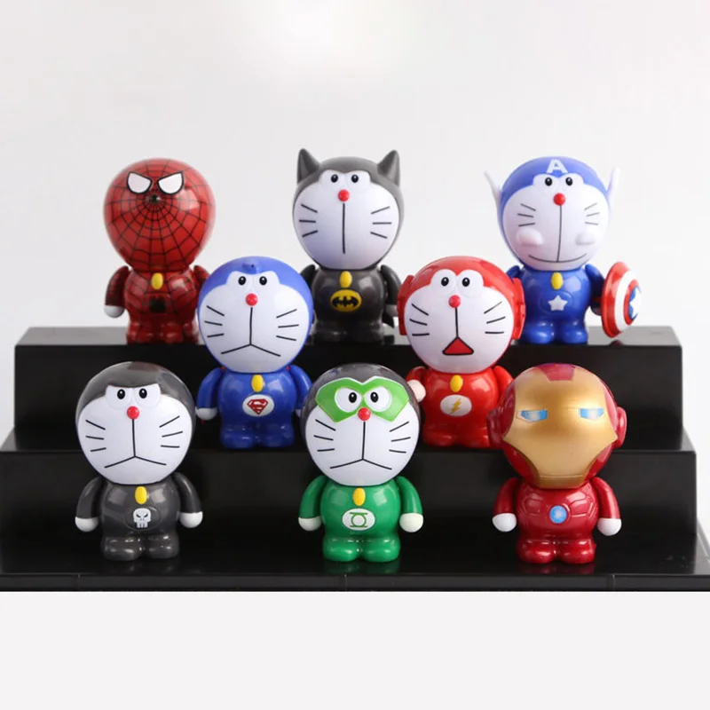 Avengers Doraemon Figures Pvc Model Toys Doraemon Cosplay The Avengers Superhero Superman Spiderman Iron Man Captain America Aliexpress