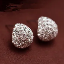 Jewerly Fashion Vintage Full Crystal Crescent Stud Earrings Earring For Woman New 2016 Christmas Gift Wholesale