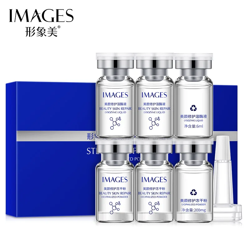 

IMAGES 3 Pairs Face Serum Freeze-dried Powder Skin Care Set Oligopeptide Essence Moistrurizer Ageless Wrinkle Repair Day Cream
