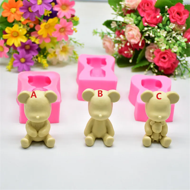 

4YANG 3D Violent Bear Silicone Mold Fondant Cake Pastry Decorating DIY Tools Chocolate Confeitaria Baking Moulds Kitchen Gadget