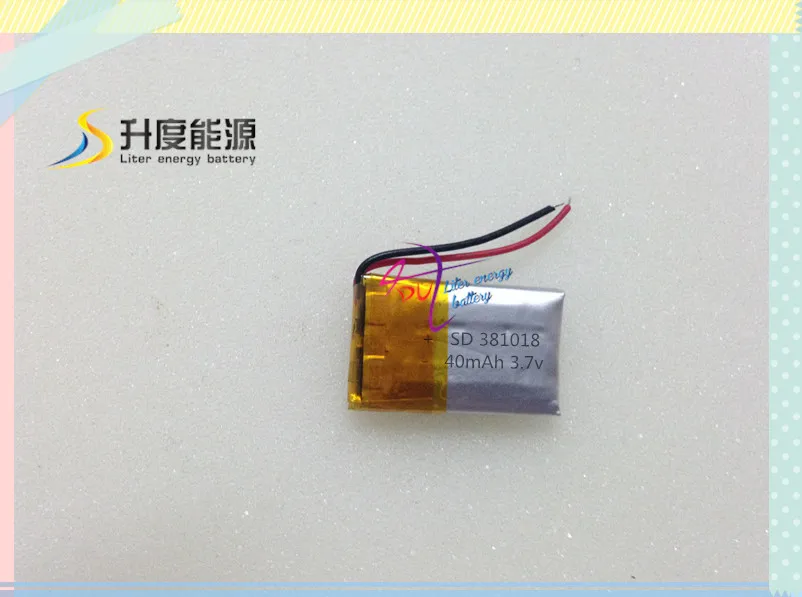 Пользовательский размер 381018 40 мАч литий-полимерный аккумулятор 3.7 В аккумуляторной батареи липо