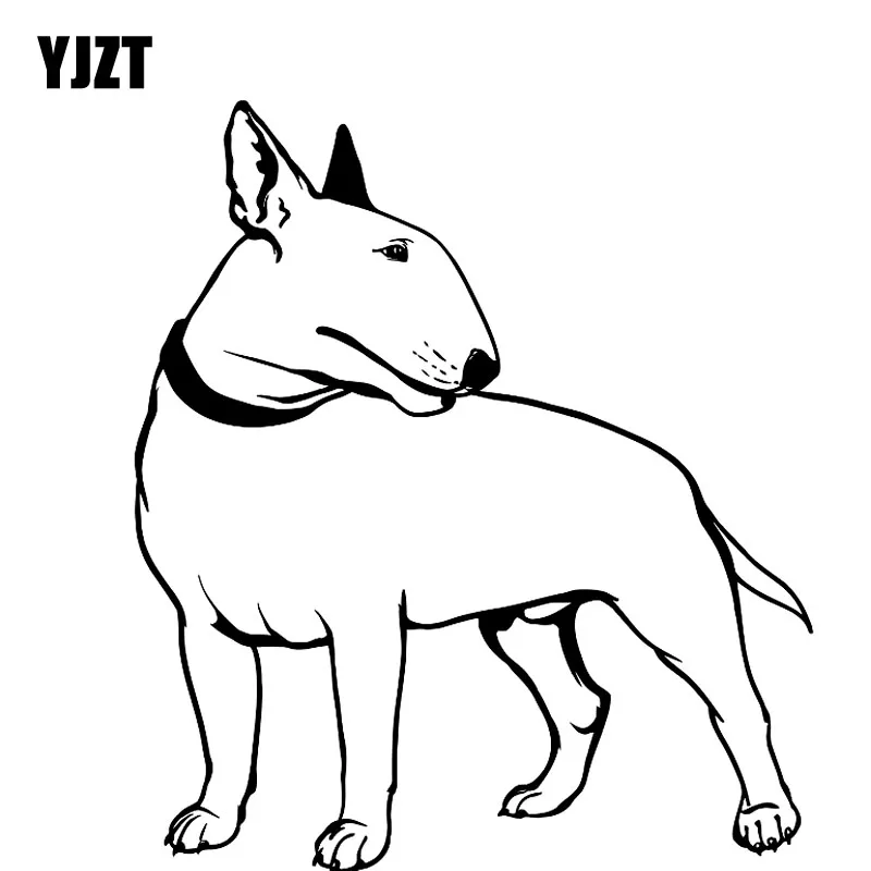 

YJZT 17CM*19.2CM Decal Bullterrier Dog Pet Animal Feet Tail Guard Vinyl Car Stickers Black/Silver C10-00260