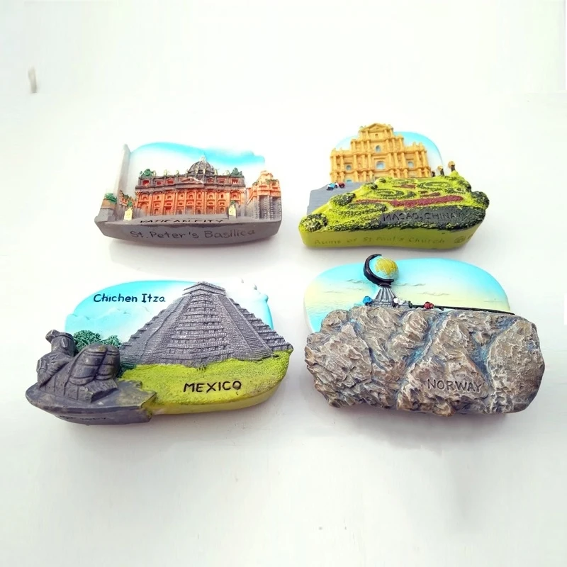 

3D Resin Hand Painted Fridge Magnetic Sticker Vatican City Macao China Mexico Noway Refrigerator Souvenir Home Room decorations
