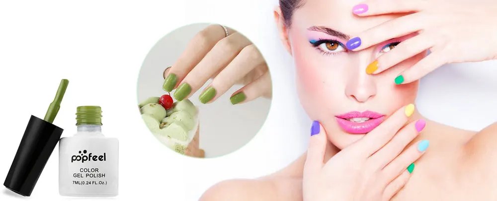 7ml Popfeel 8 Colors Lasting Green Series LED UV Gel Manicure Nail Polish