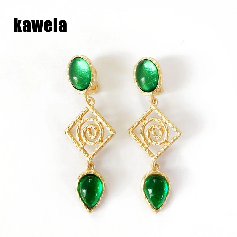 

Free Shipping Green Filigree Alloy Clip Earring