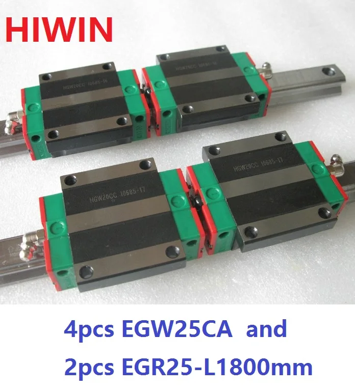 

2pcs 100% original HIWIN linear guide EGR25 -L 1800mm + 4pcs EGW25CA linear flange carriage for CNC router