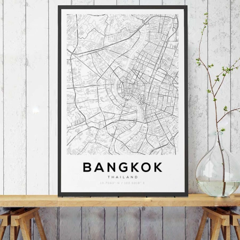 Bangkok Map CanvasPainting Home Decor