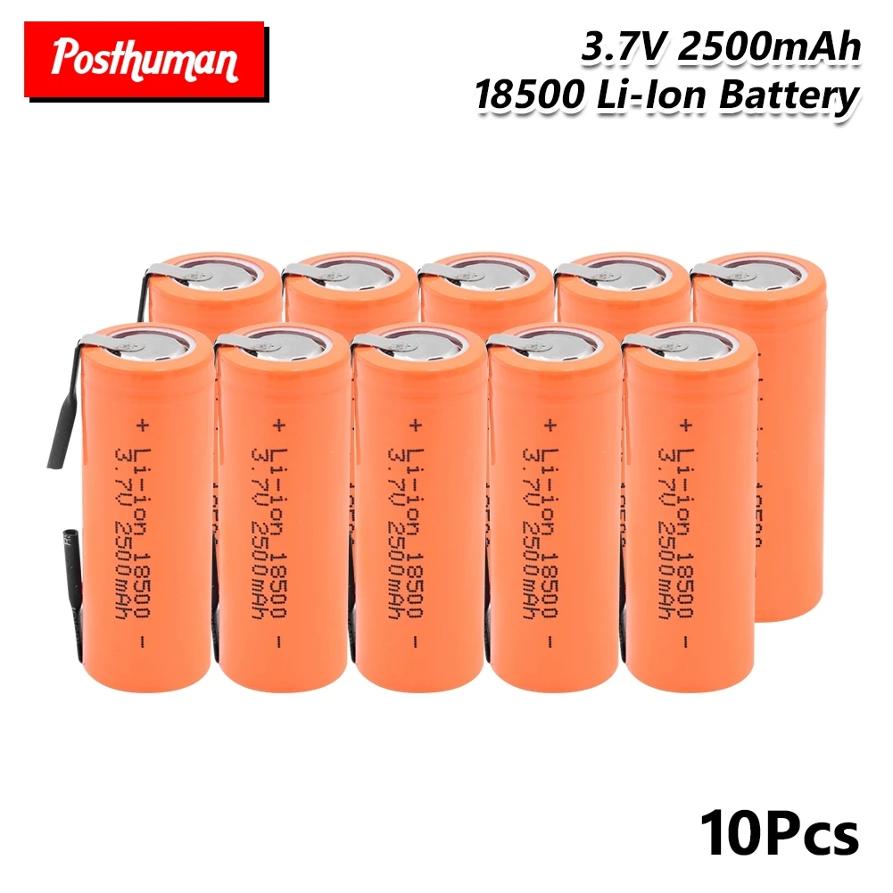 

Rechargeable 18500 Lithium Battery 3.7V 2500mAh Batteries Replacement Li-polymer battery for bateria + DIY nickel piece