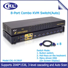 CKL-9138UP 8 port OSD USB PS/2 Combo VGA KVM Switch Rack Mount with 8 Original Cables Switcher for Keyboard Video Mouse