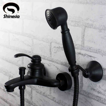 

Oil Rubbed Bronze Bathtub Faucet Set W/Handheld Shower Sprayer Tap Wall Mounted
