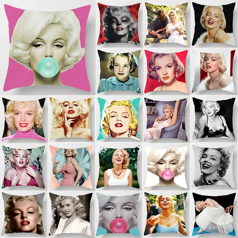 

Pink Marilyn Monroe blow bubbles pillow case two sides pattern pillow cases cover square pillow covers size 45*45cm
