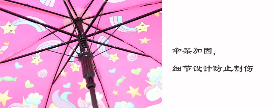 Hot Lovely Cartoon Umbrella For Sun Protection School Students Long Handle Umbrella For Kids Girls Gift Rain Umbrella (2)