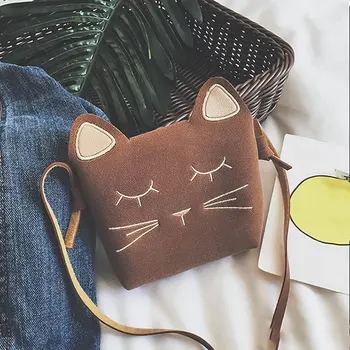 

New Arrival Christmas Children Girls Cute Cat Bag Coin Purse Handbag Sweet Ladies PU Leather Small Shoulder Bags New