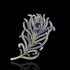 New Arrival Large Women Vintage Feather Bronze Brooch Pin Antique Gold Crystal Rhinestone Metal Jewelry Accessory, Item: BH7943 ► Photo 3/6