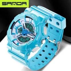 Новинка 2019 г часы водонепроницаемые спортивные военные часы Relojes Hombre бренд SANDA модные часы мужские светодиодный цифровые часы