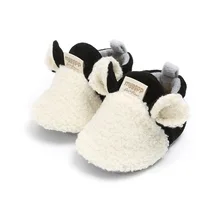 Зимняя белая обувь для новорожденных теплые хлопковые милые животные Форма Мальчики Девочки Первые обувь малыша обувь для грудничков. CX54C