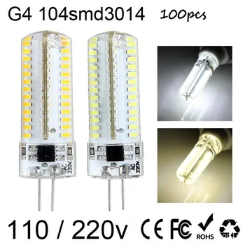 

100pcs/lot Free Shipping G4 9W 110/220V LED Light Bulb LED Spotlight Silica Gel Crystal SMD3014 104 LEDBulb Lamp warm/Cold white