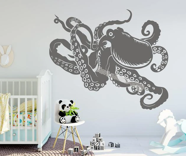Autocollant Mural En Forme De Pieuvre Tentacules Calmar Animaux Marins Kraken Decor Pour La Maison Chambre D Enfant Eb5 Aliexpress