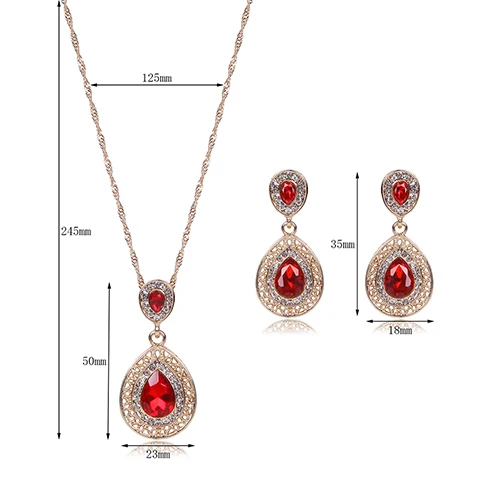 Женские роскошные стразы Овальный Шарм ожерелье+ Висячие серьги комплект ювелирных изделий