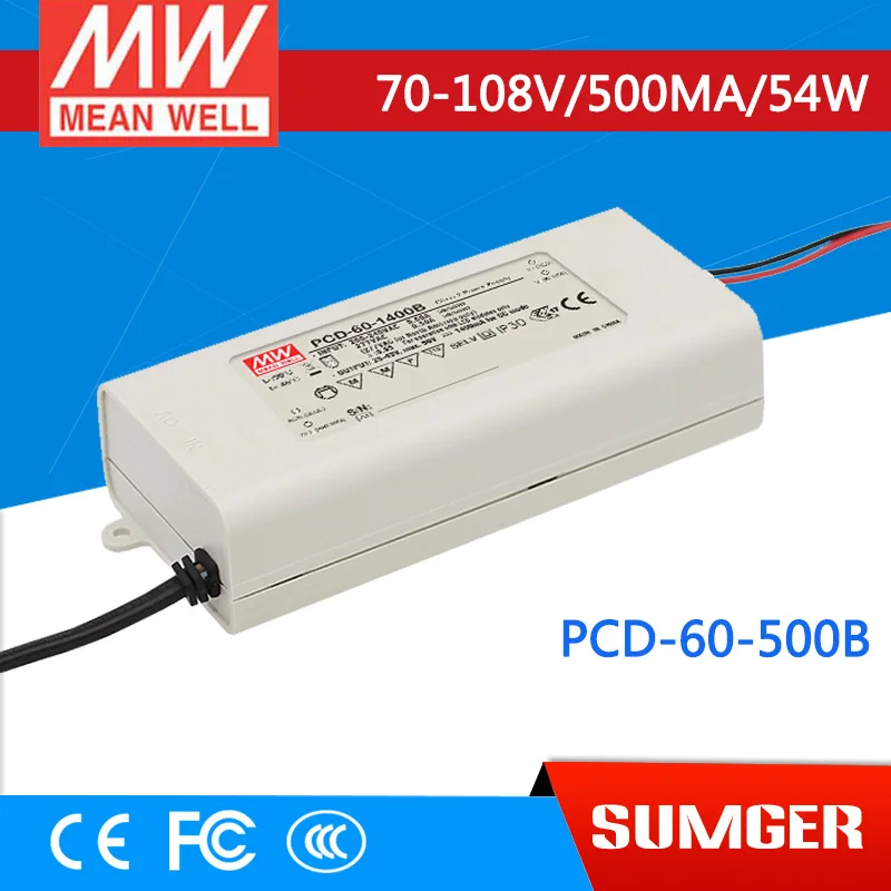 ФОТО [Sumger1] MEAN WELL original PCD-60-500B 108V 500mA meanwell PCD-60 108V 54W Single Output LED Switching Power Supply