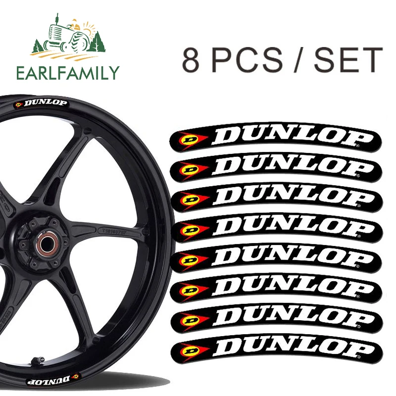 EARLFAMILY 13 см x 1,3 см 8x для Dunlop обода наклейки s колеса полосы Набор Автомобиль Мотоцикл Гонки Наклейка плоский клей автомобиля стикер