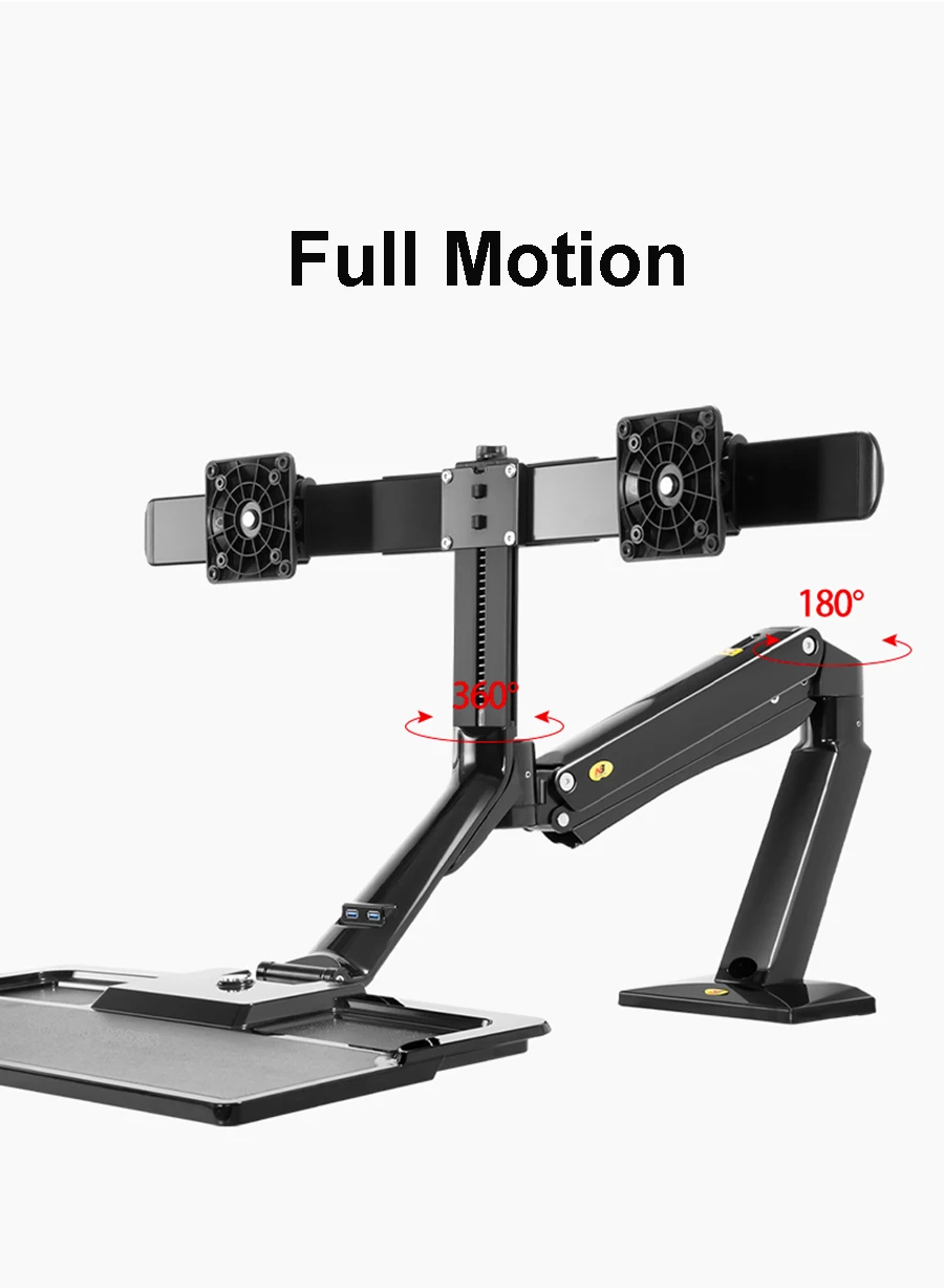 NB FC40-2A эргономичный компьютерный стенд рабочая станция 22-27 дюймов двойной экран кронштейн для монитора с клавиатурой настольная подставка