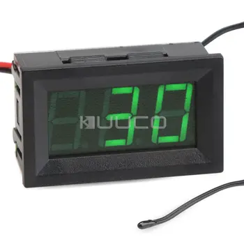 

5 PCS/LOT DC Thermometer DC 12V 24V Digital Temperature Meter -30 ~ +70 Degrees Celsius Green Led Temperature Tester