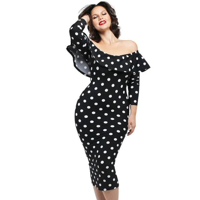 women polka dots dress plus size vestidos retro vintage valentines polka dot dress plus size