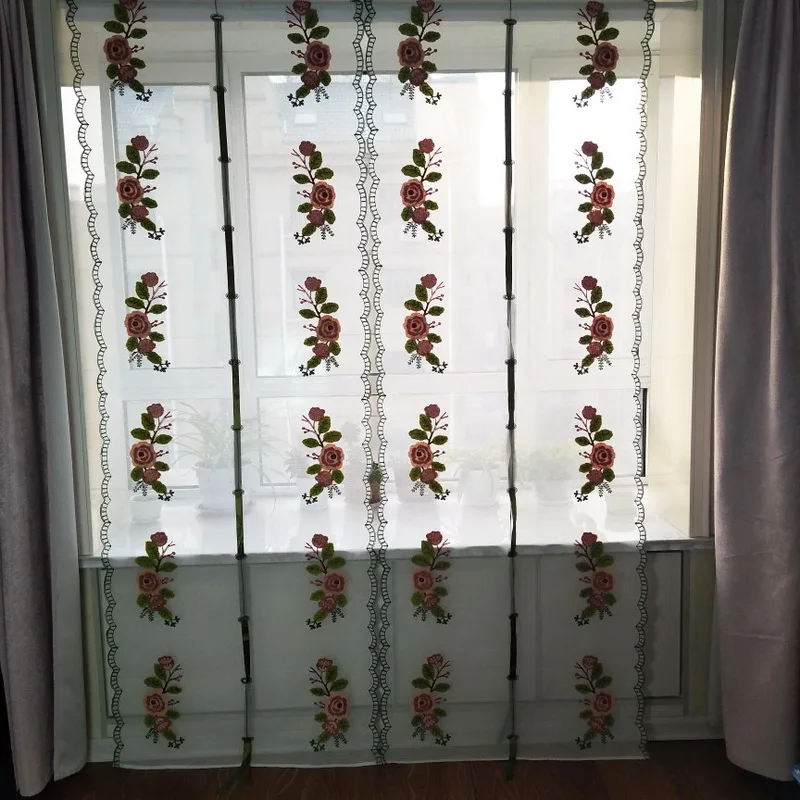 Junwell Новая роза махровая вышивка лента римская занавеска домашняя волна Европейская гостиная кухня Балкон вуаль 1 шт
