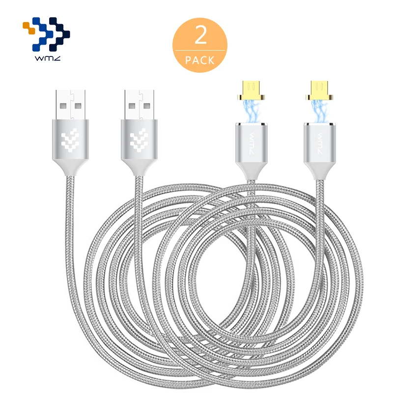 imágenes para 2 Pack WMZ Metal Magnético Micro USB Cable de Nylon Trenzado Del Cable Data Sync Cable de Carga para Samsung LG Sony Huawei Xiaomi Andriod imágenes para 2 Pack WMZ Metal Magnético Micro USB Cable de Nylon Trenzado Del Cable Data Sync Cable de Carga para Samsung LG Sony Huawei Xiaomi Andriod