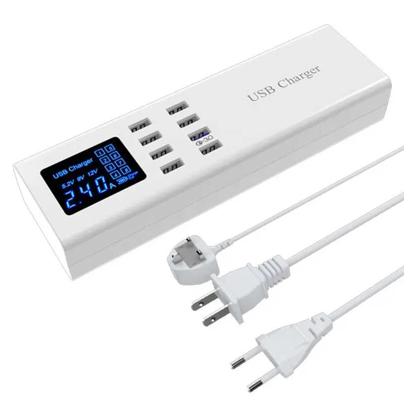 

Quick Charge 3.0 Smart USB Charger Station HUB Led Display Power Adapter Wireless Charger For iPhone Samsung Huawei XIAOMi LG