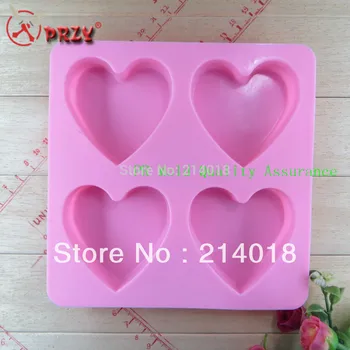 

Free shipping 4Hole heart-shaped soap mold Cake decoration mold manual soap mold NO:.SI0904