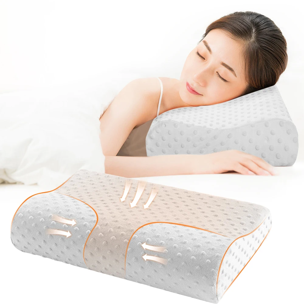 Memory Foam подушка бамбуковая Подушка для спины шеи поддержка шейного здоровья медленный отскок мягкие постельные принадлежности подушки массажер