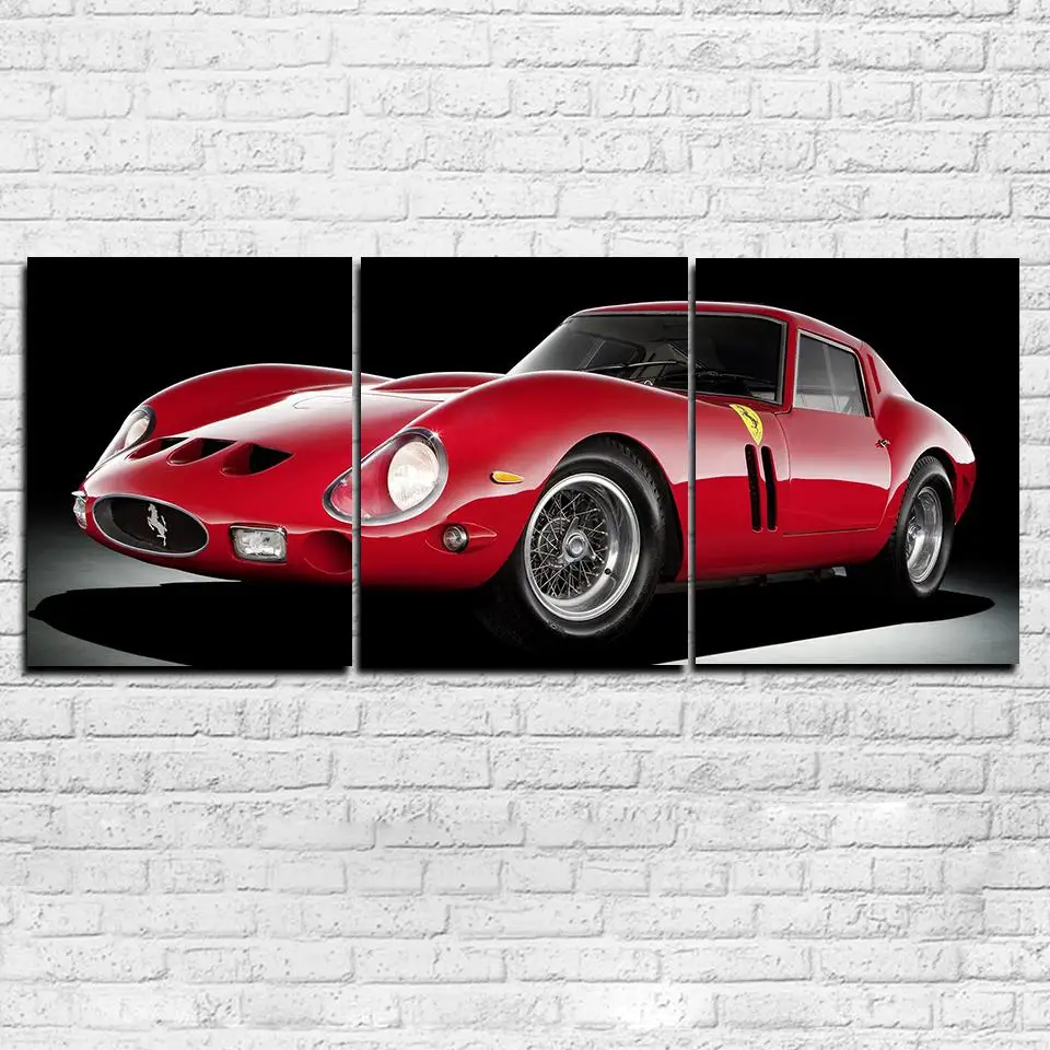 3 Pieces Red Sports Car Pictures Canvas Paintings Wall Art Home